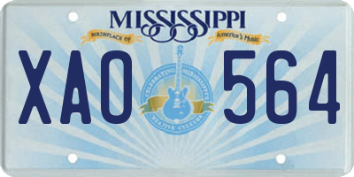 MS license plate XAO564