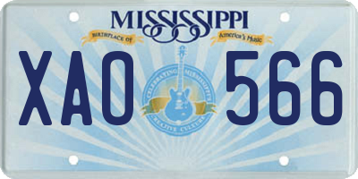 MS license plate XAO566