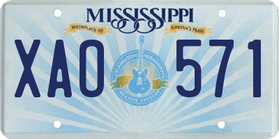 MS license plate XAO571