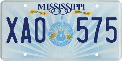 MS license plate XAO575