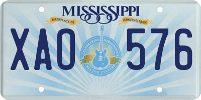 MS license plate XAO576