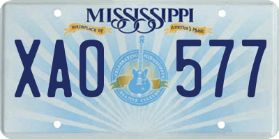 MS license plate XAO577