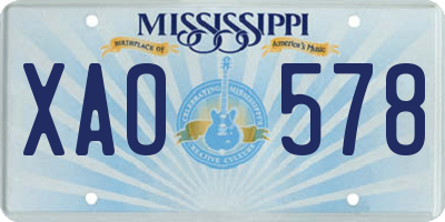 MS license plate XAO578