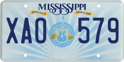 MS license plate XAO579