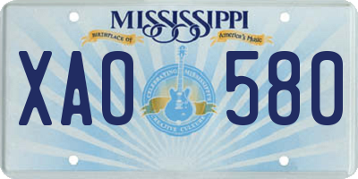MS license plate XAO580