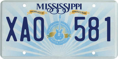 MS license plate XAO581