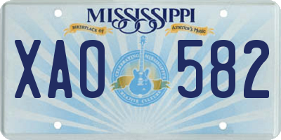 MS license plate XAO582