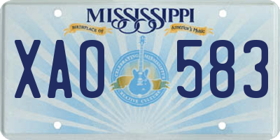 MS license plate XAO583