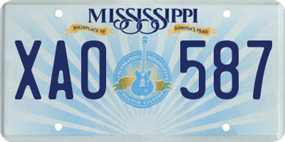 MS license plate XAO587
