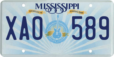 MS license plate XAO589