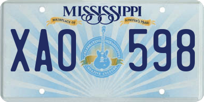 MS license plate XAO598