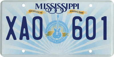 MS license plate XAO601