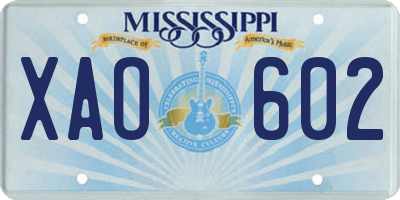 MS license plate XAO602