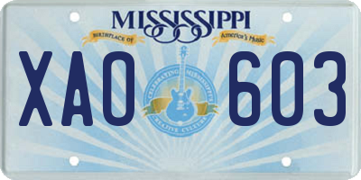 MS license plate XAO603