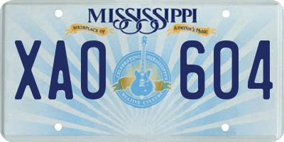 MS license plate XAO604