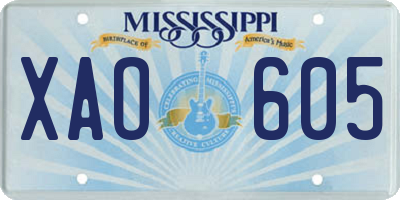 MS license plate XAO605