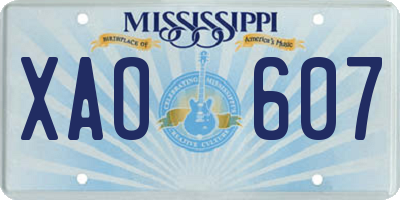 MS license plate XAO607