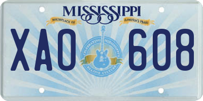 MS license plate XAO608