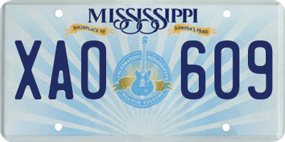MS license plate XAO609