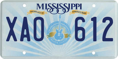 MS license plate XAO612