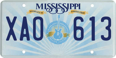 MS license plate XAO613