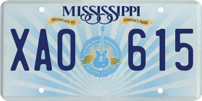 MS license plate XAO615