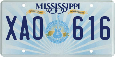 MS license plate XAO616