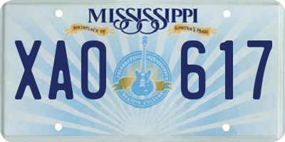MS license plate XAO617