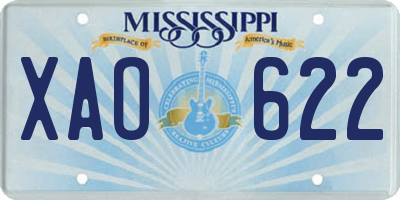 MS license plate XAO622