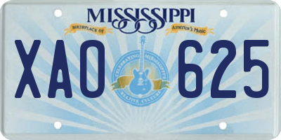 MS license plate XAO625
