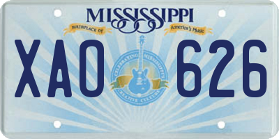 MS license plate XAO626