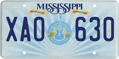 MS license plate XAO630