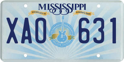MS license plate XAO631