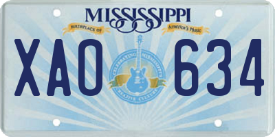 MS license plate XAO634