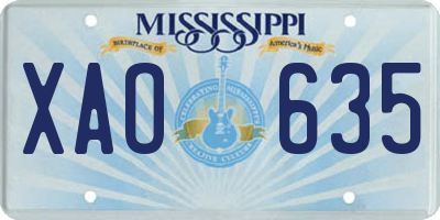 MS license plate XAO635