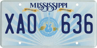 MS license plate XAO636