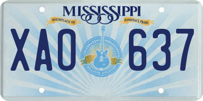 MS license plate XAO637