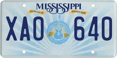 MS license plate XAO640