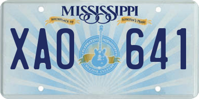 MS license plate XAO641