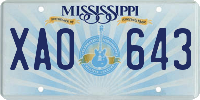 MS license plate XAO643