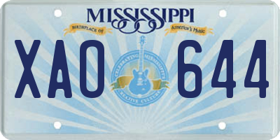 MS license plate XAO644