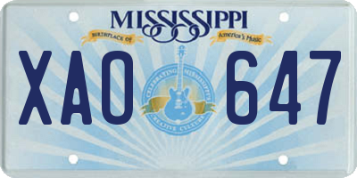 MS license plate XAO647