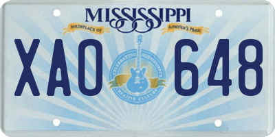 MS license plate XAO648