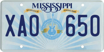 MS license plate XAO650
