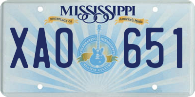 MS license plate XAO651