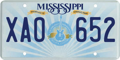 MS license plate XAO652
