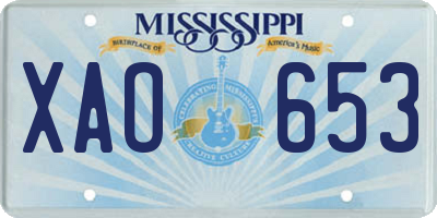 MS license plate XAO653