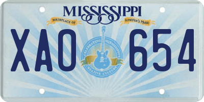 MS license plate XAO654