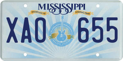 MS license plate XAO655
