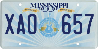 MS license plate XAO657